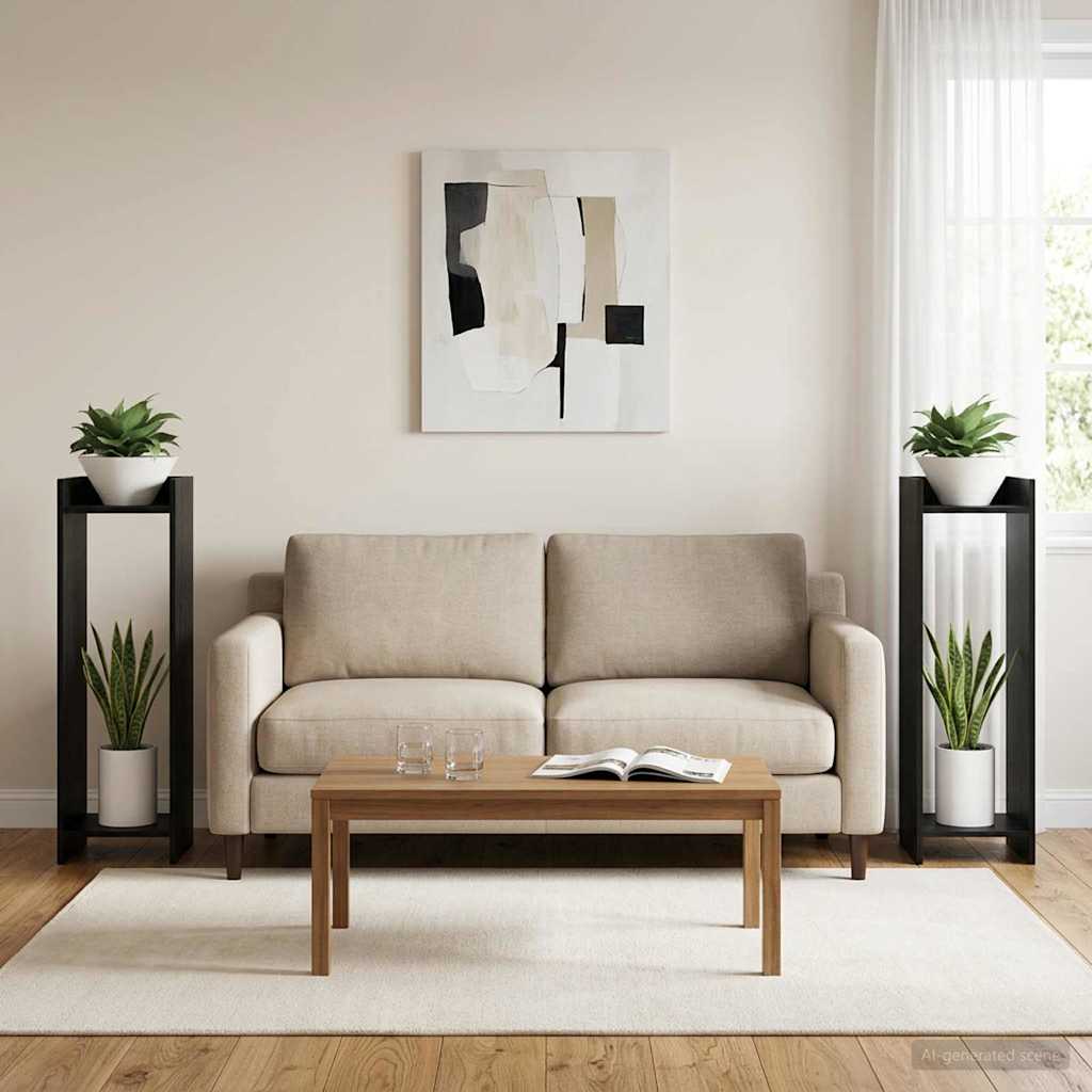 vidaXL Soporte de plantas 2 uds. Roble Negro 30 x 30 x 100 cm