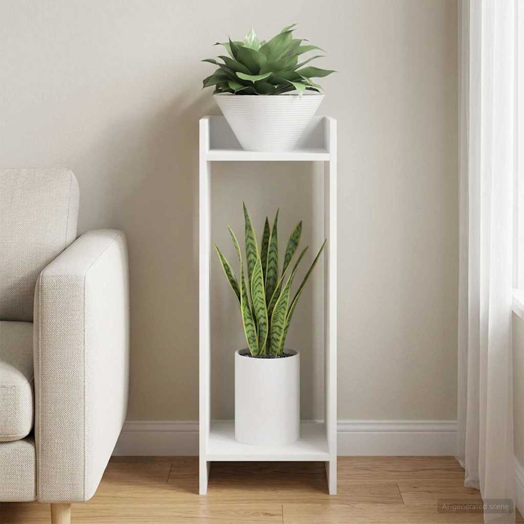 vidaXL Soporte de plantas Blanco 30 x 30 x 80 cm Madera de ingeniería