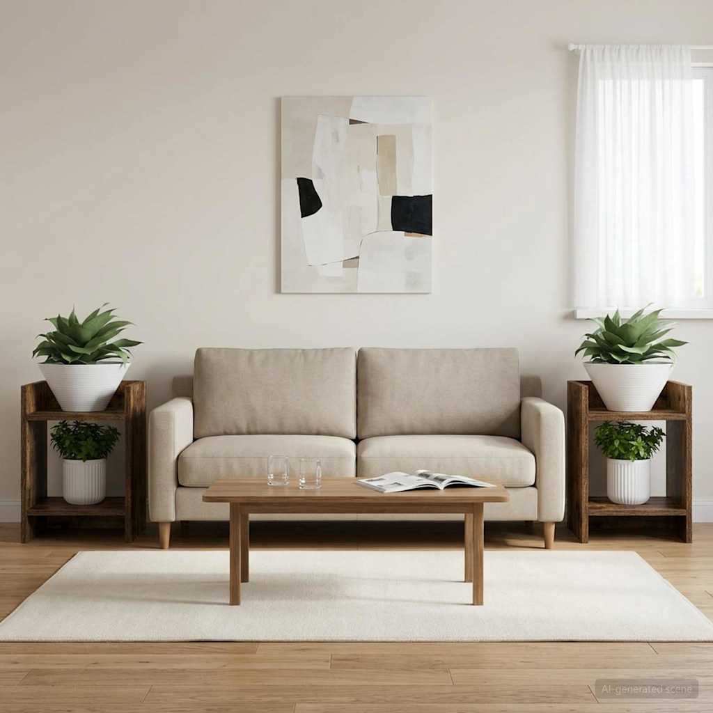 vidaXL Soporte de plantas 2 uds. Roble Ahumado 30 x 30 x 40 cm