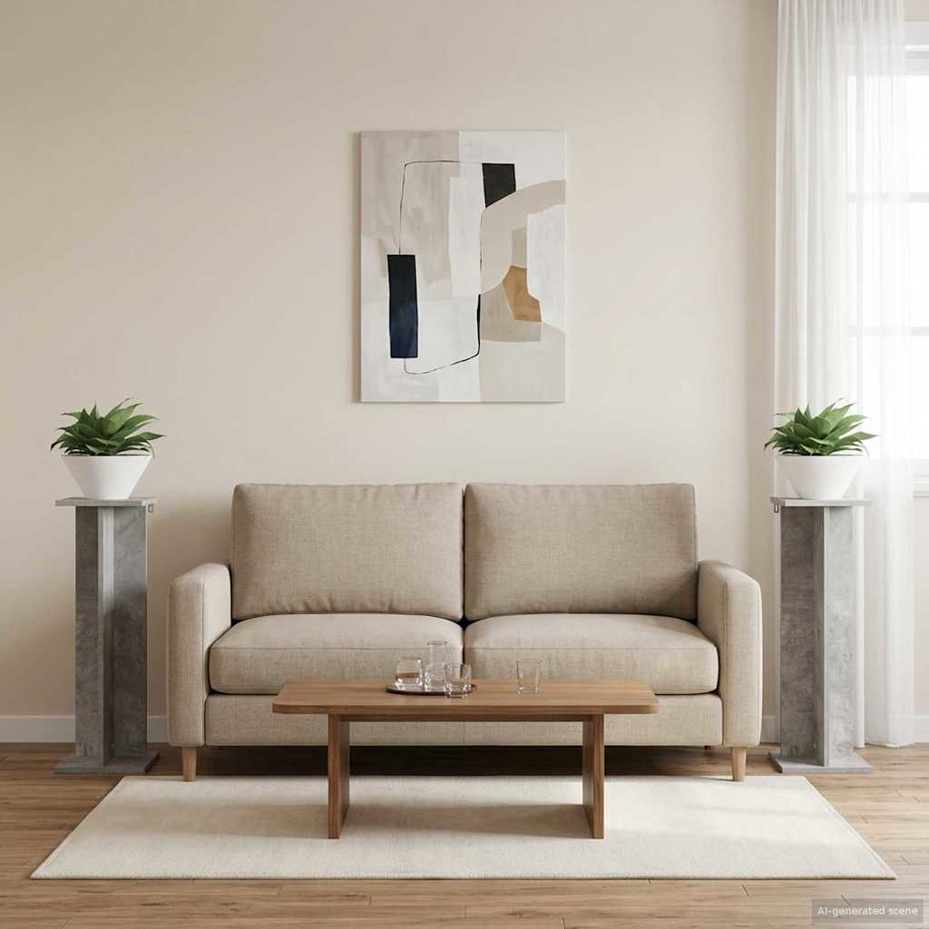 vidaXL Soporte de plantas 2 uds. Gris Hormigón 25 x 25,5 x 80,5 cm
