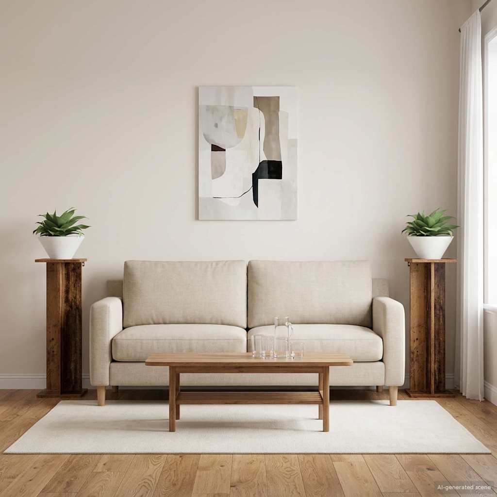 vidaXL Soporte de plantas 2 uds. Madera envejecida 25 x 25,5 x 80,5 cm