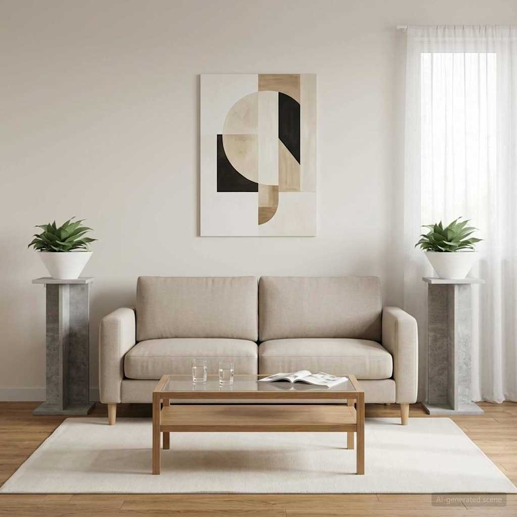 vidaXL Soporte de plantas 2 uds. Gris Hormigón 25 x 25,5 x 60,5 cm