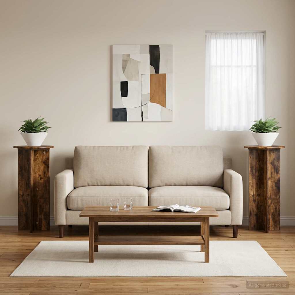 vidaXL Soporte de plantas 2 uds. Roble Ahumado 40 x 40 x 80 cm