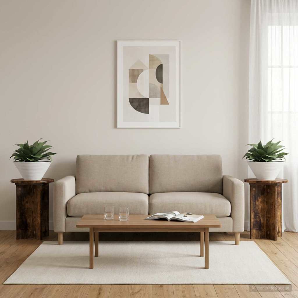 vidaXL Soporte de plantas 2 uds. Roble Ahumado Ø29,5 x 40 cm