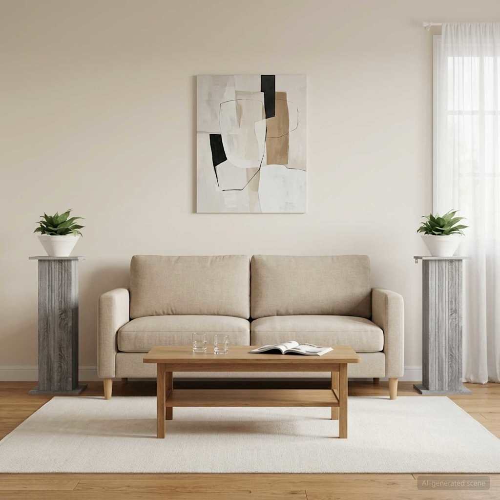 vidaXL Soporte de plantas 2 uds. Gris Sonoma 30,5 x 30 x 80,5 cm
