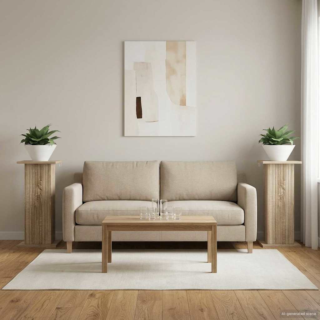 vidaXL Soporte de plantas 2 uds. Roble Sonoma 30,5 x 30 x 60,5 cm