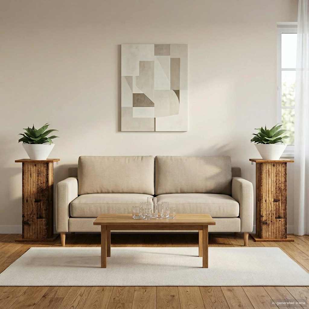 vidaXL Soporte de plantas 2 uds. Madera envejecida 30,5 x 30 x 60,5 cm