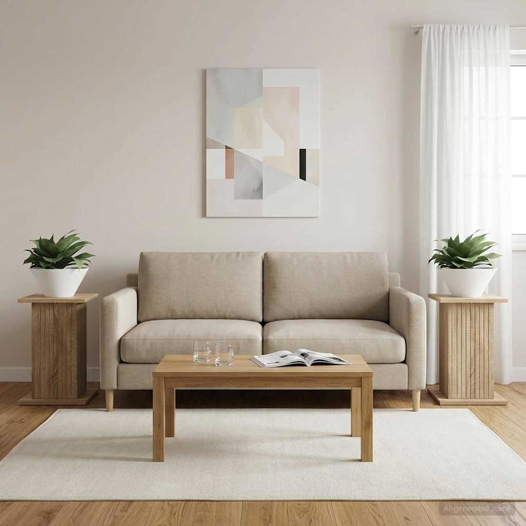 vidaXL Soporte de plantas 2 uds. Roble Sonoma 30,5 x 30 x 43 cm
