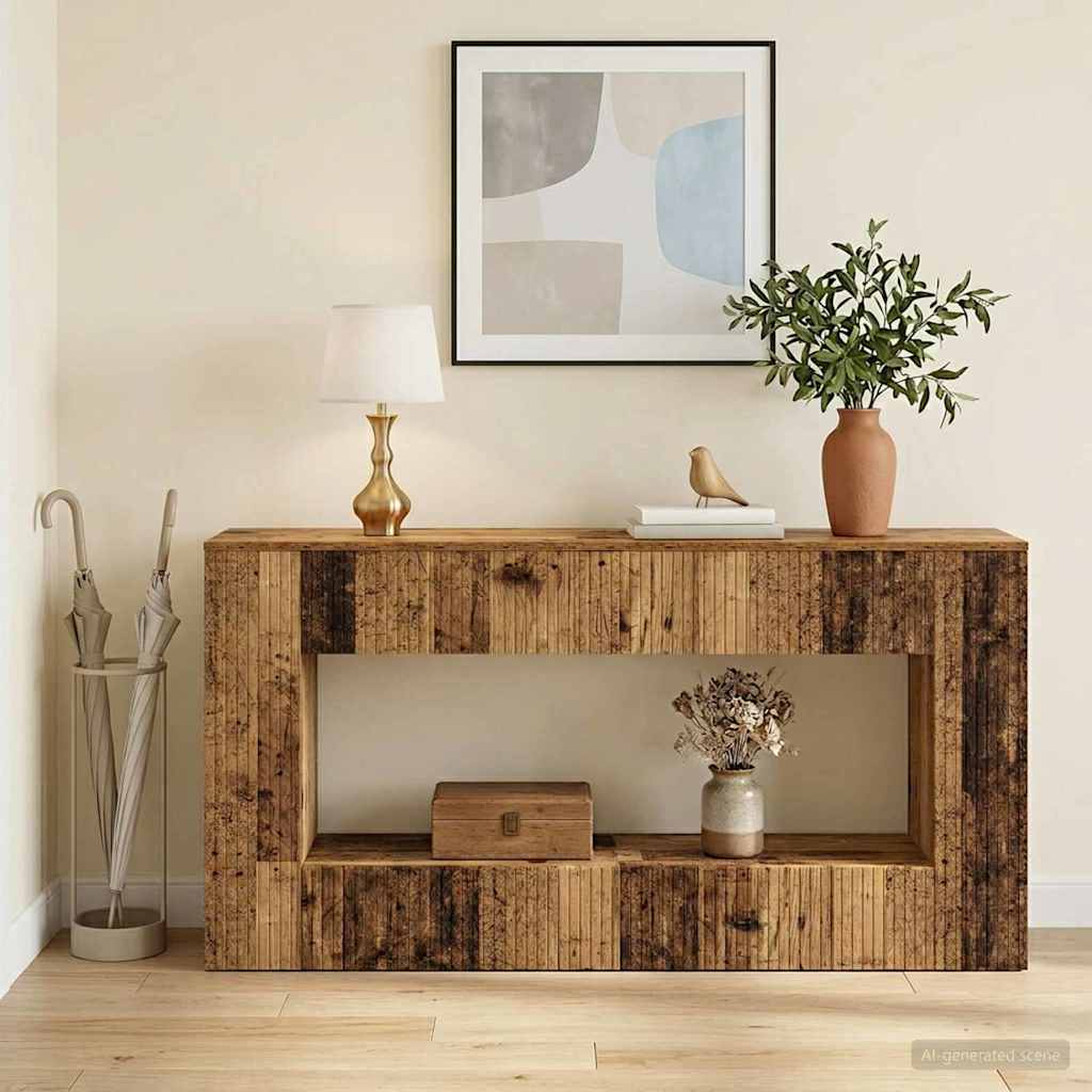 vidaXL Mesa Consola Madera vieja 155 x 29 x 74 cm Madera de ingeniería