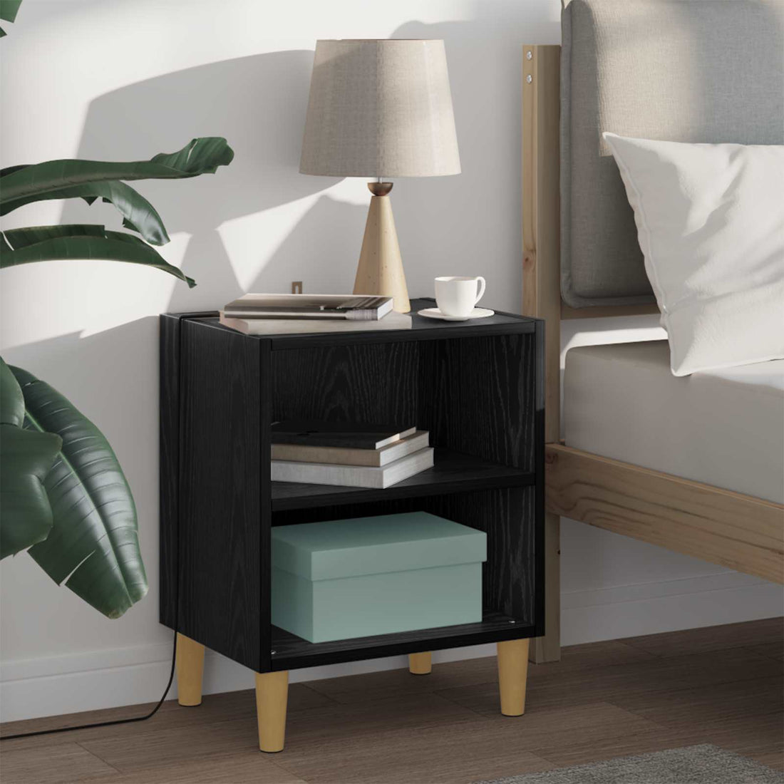 vidaXL Mueble cama 2 uds. Roble Negro 40 x 30 x 50 cm