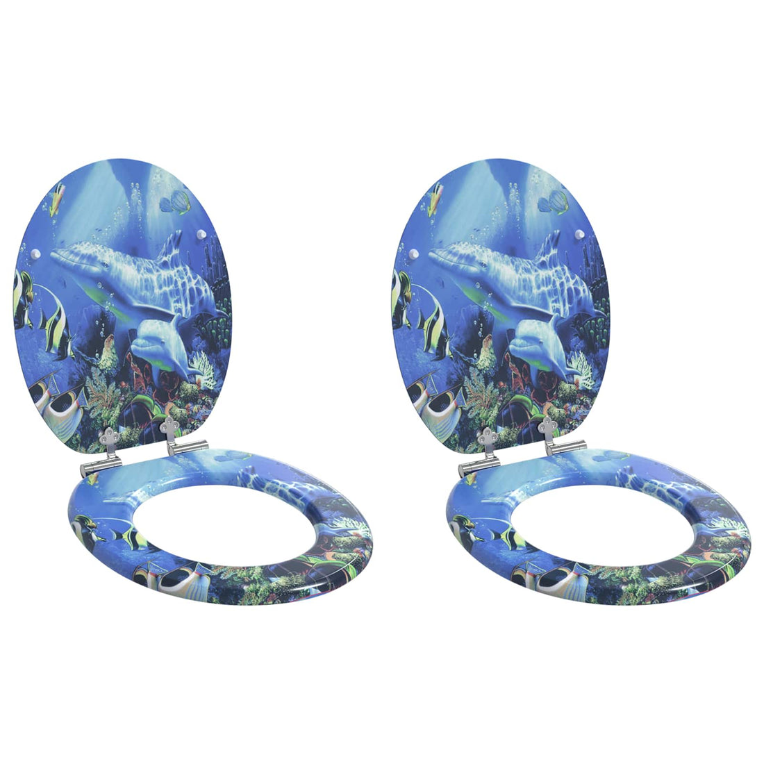 vidaXL Asiento de inodoro de cierre suave 2 uds. Azul 44 x 38 cm