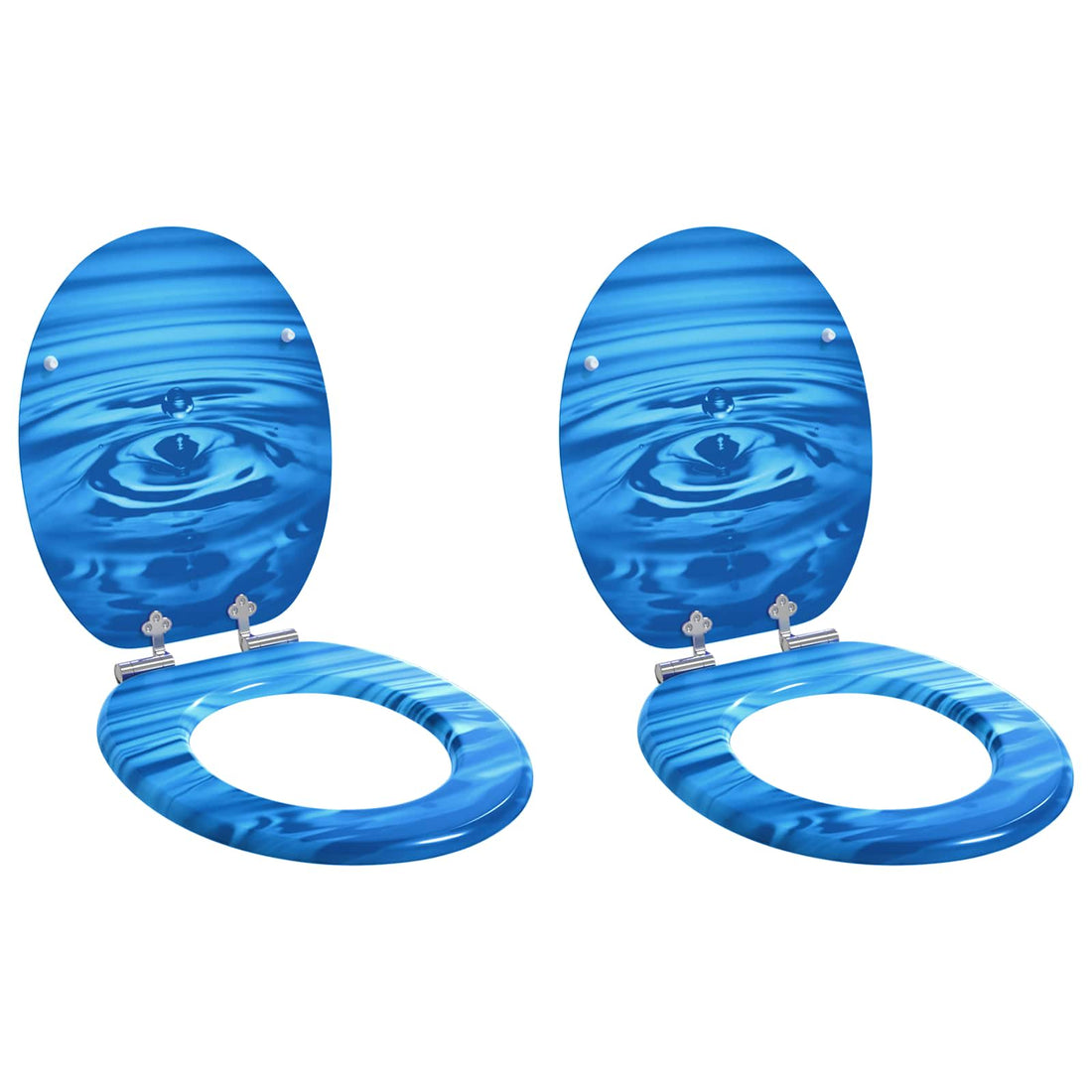 vidaXL Asiento de inodoro de cierre suave 2 uds. Gota azul 44 x 38 cm