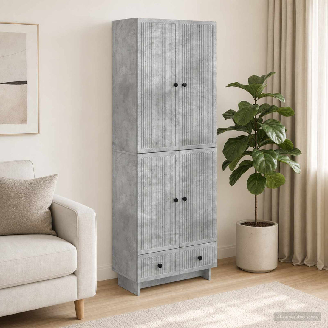 vidaXL Juego de armarios 2 uds. Gris Hormigón Madera de ingeniería