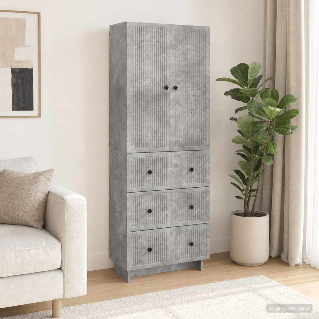 vidaXL Juego de armarios 2 uds. Gris Hormigón Madera de ingeniería