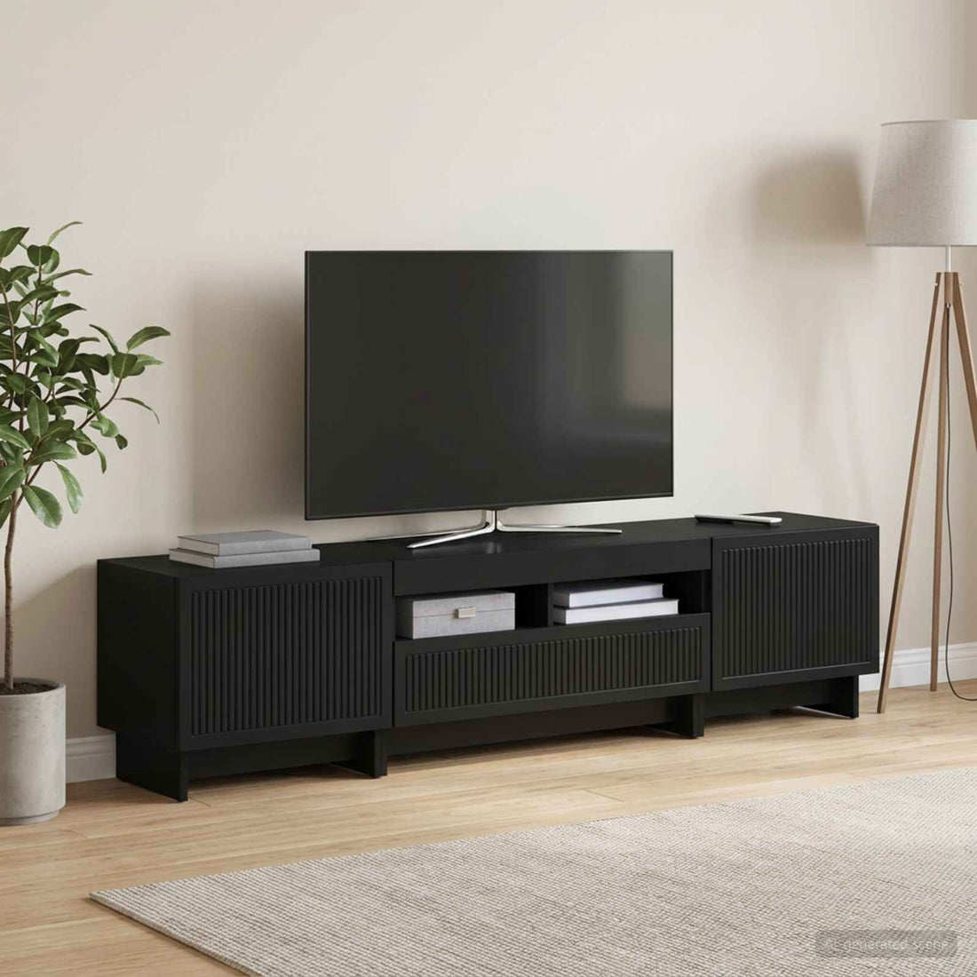 vidaXL Cabinet de TV LED de 5 piezas Negro Madera de ingeniería
