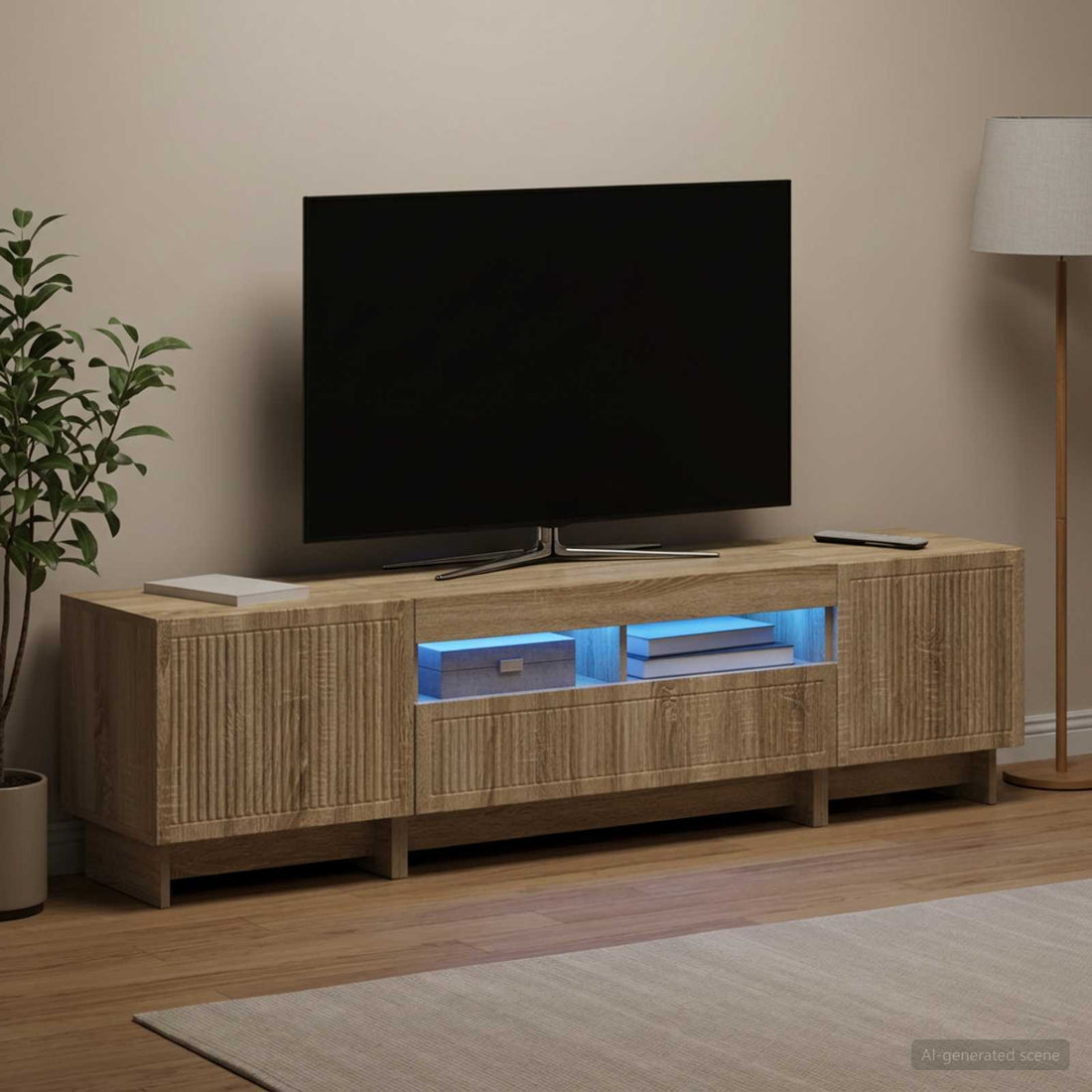 vidaXL Cabinet de TV LED de 5 piezas Roble Sonoma Madera de ingeniería