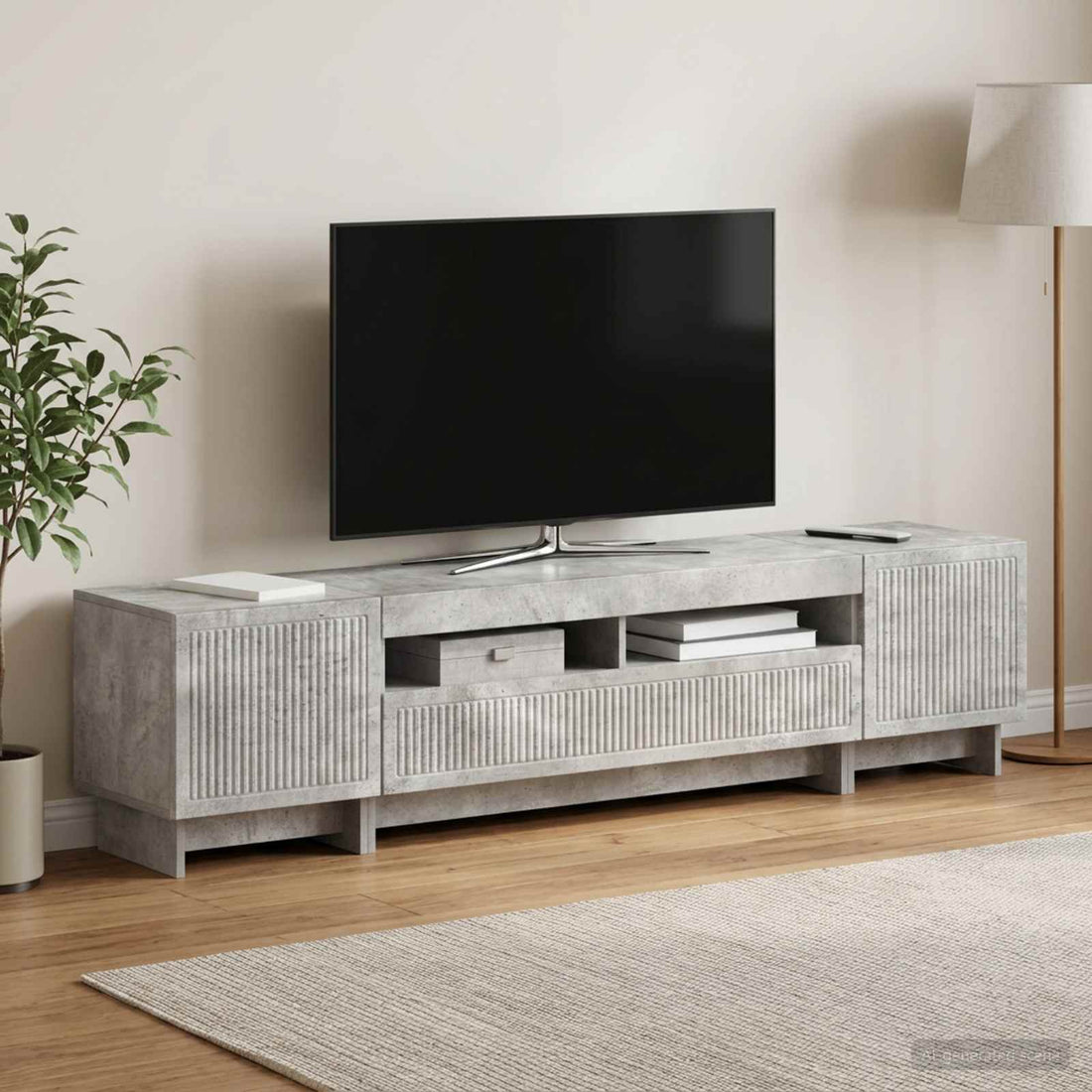 vidaXL Cabinet de TV LED de 5 piezas Gris Hormigón