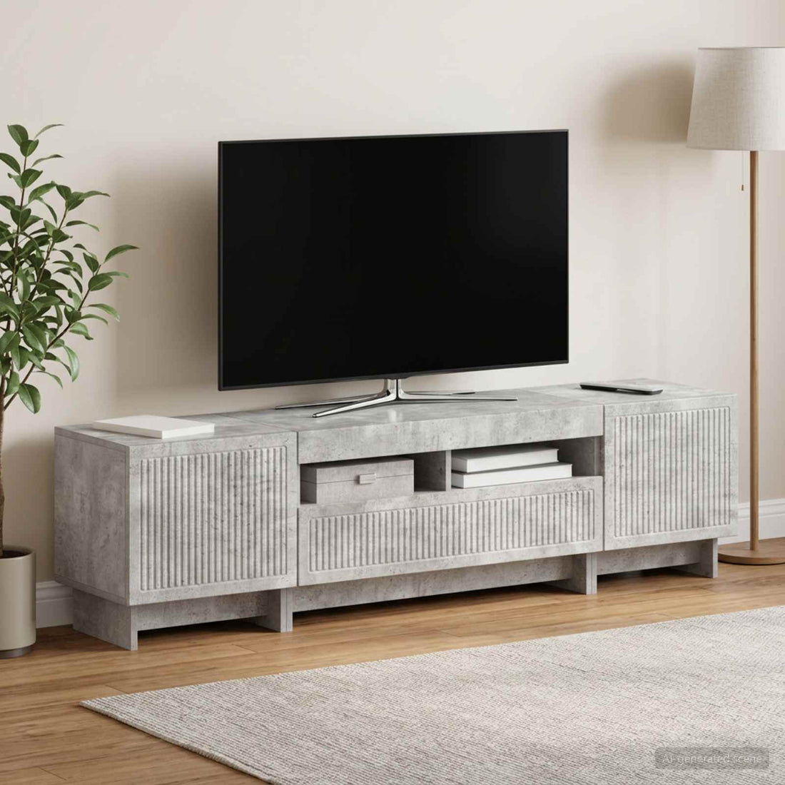vidaXL Cabinet de TV LED de 5 piezas Gris Hormigón