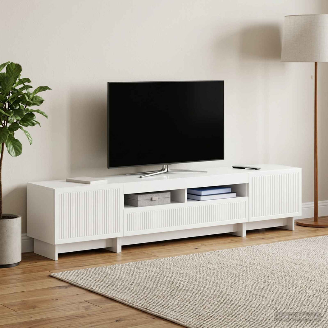 vidaXL Cabinet de TV LED de 5 piezas Blanco Brillante
