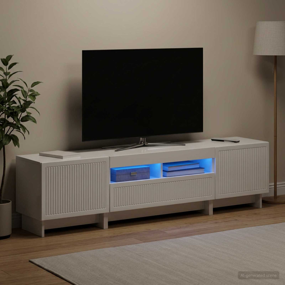 vidaXL Cabinet de TV LED de 5 piezas Blanco Brillante