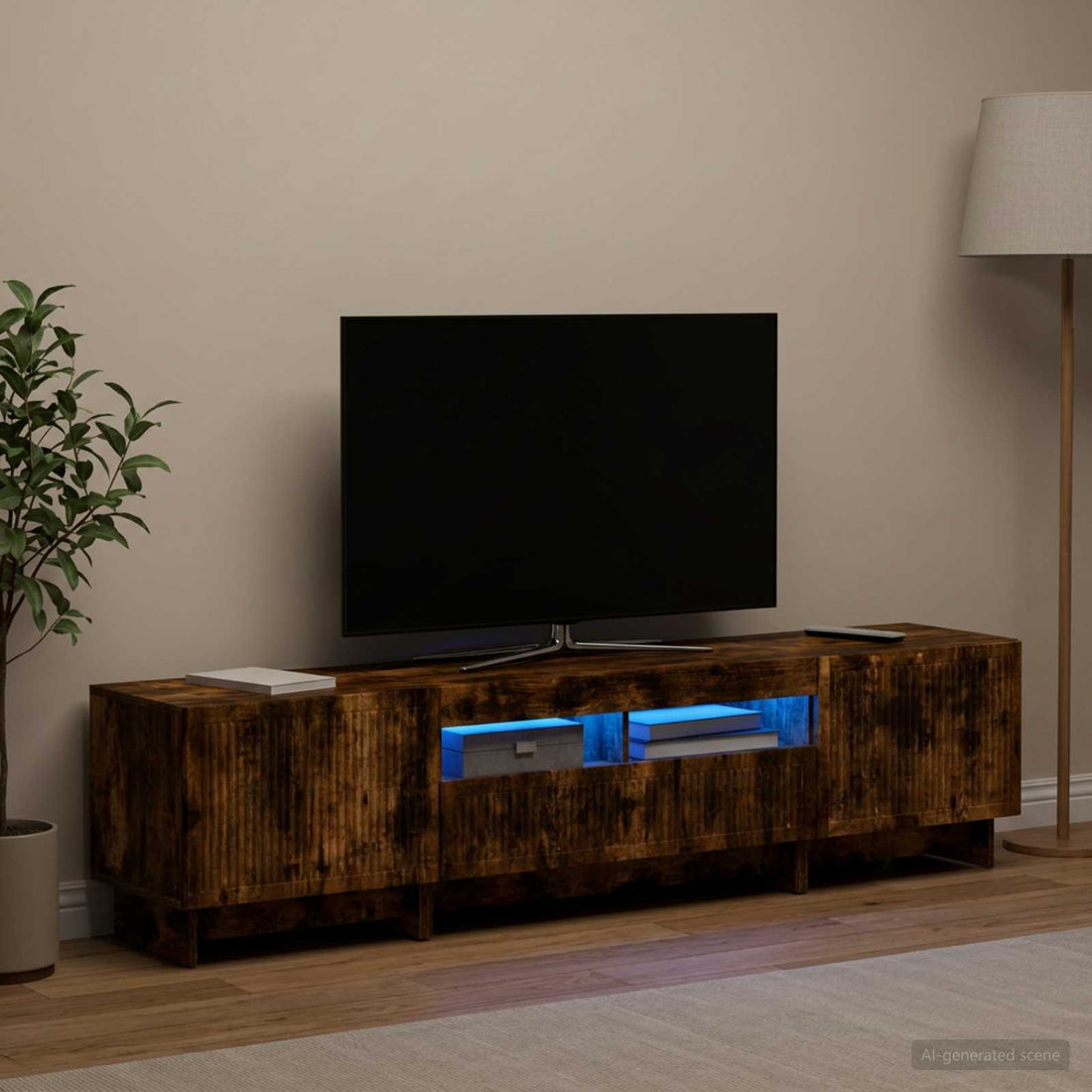 vidaXL Cabinet de TV LED de 5 piezas Roble Ahumado