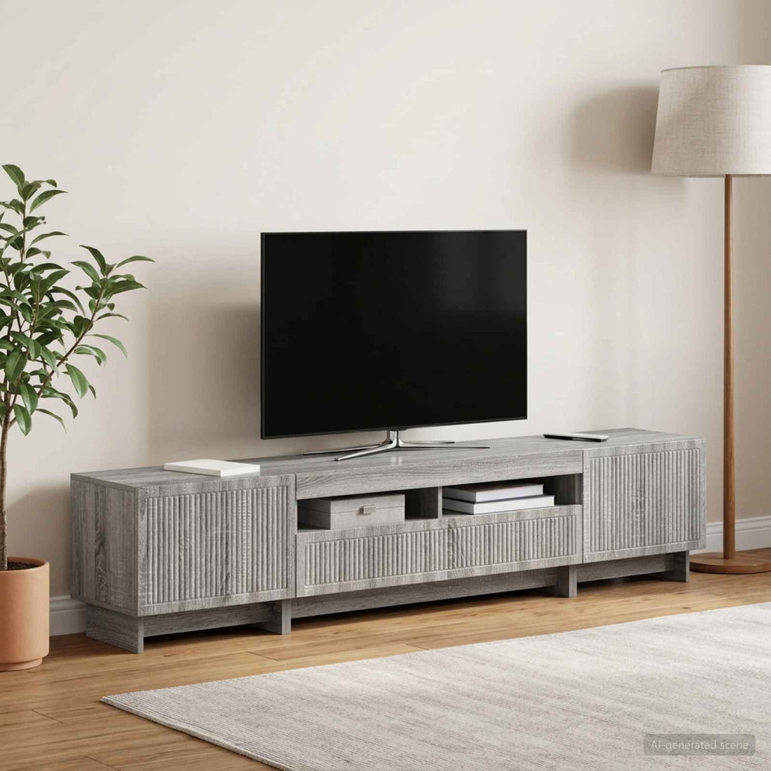 vidaXL Cabinet de TV LED de 5 piezas Sonoma gris Madera de ingeniería