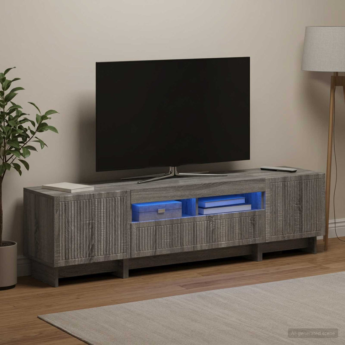 vidaXL Cabinet de TV LED de 5 piezas Sonoma gris Madera de ingeniería