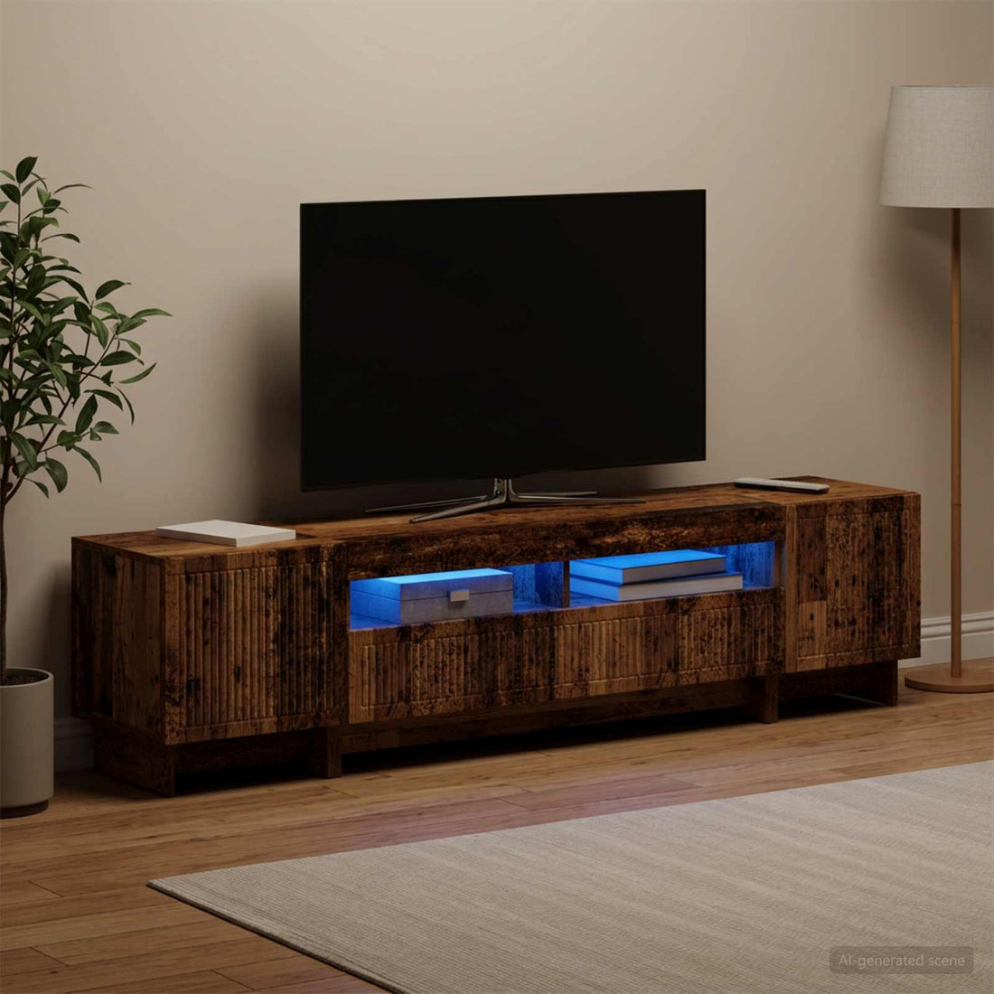 vidaXL Cabinet de TV LED de 5 piezas Madera envejecida