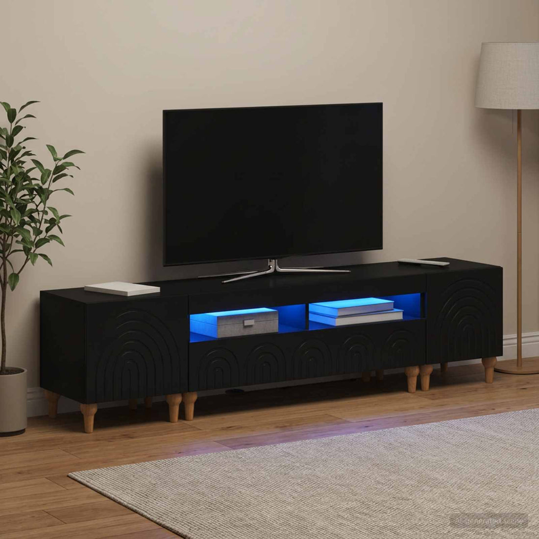 vidaXL Conjunto de 3 Muebles para TV con LED Negro