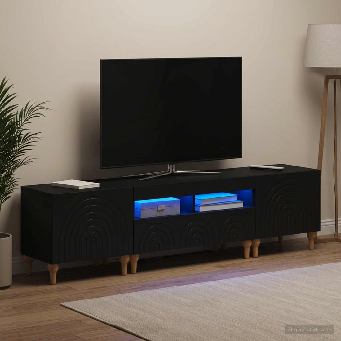 vidaXL Conjunto de 3 Muebles para TV con LED Negro