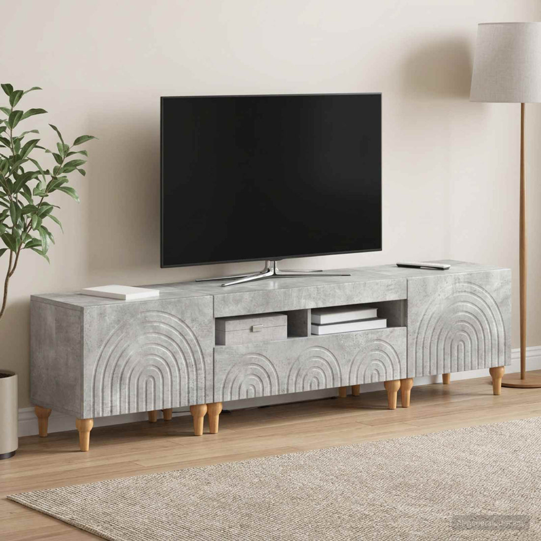 vidaXL Conjunto de 3 Muebles para TV con LED Gris Hormigón