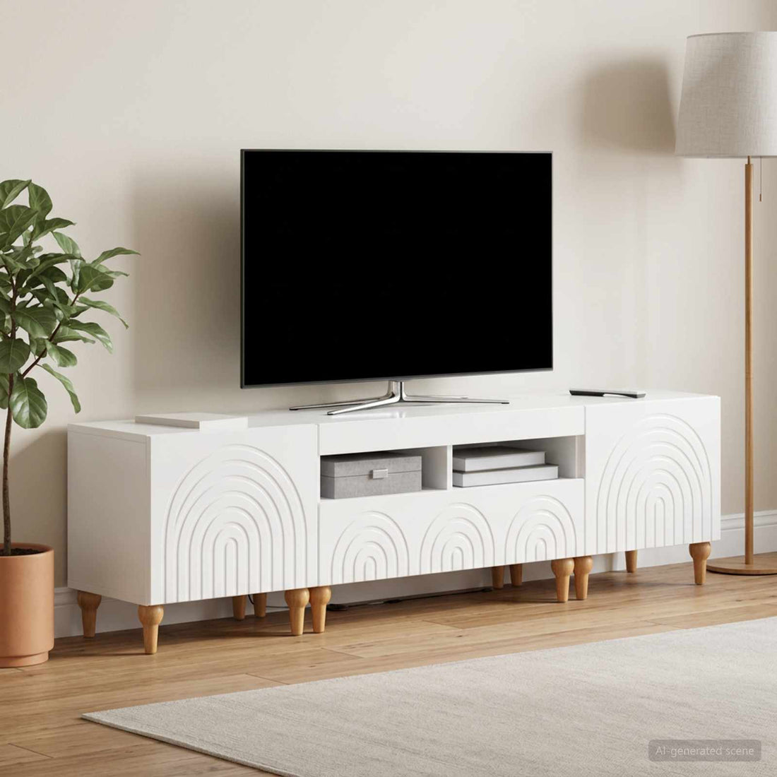vidaXL Conjunto de 3 Muebles para TV con LED Blanco Brillante