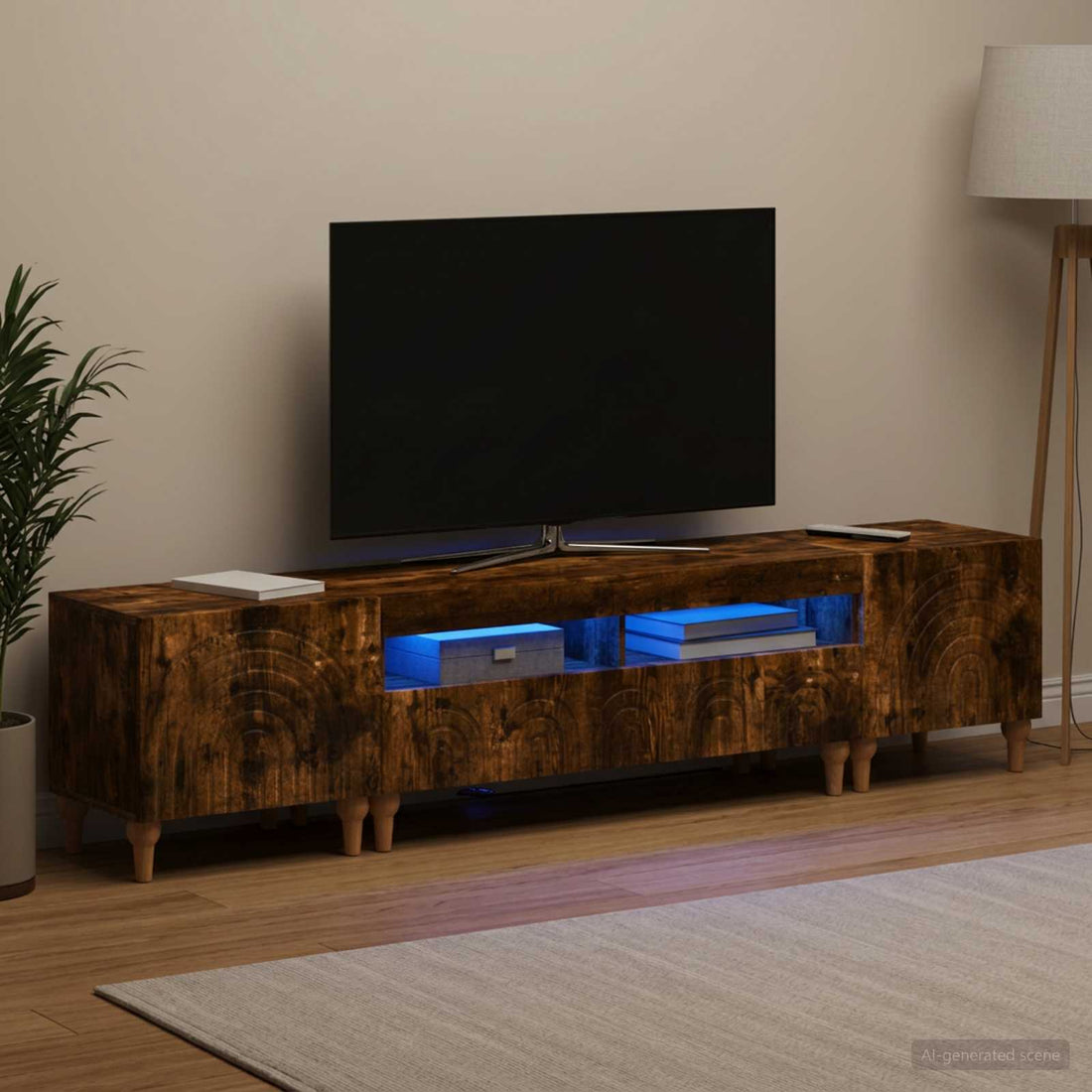 vidaXL Conjunto de 3 Muebles para TV con LED Roble Ahumado