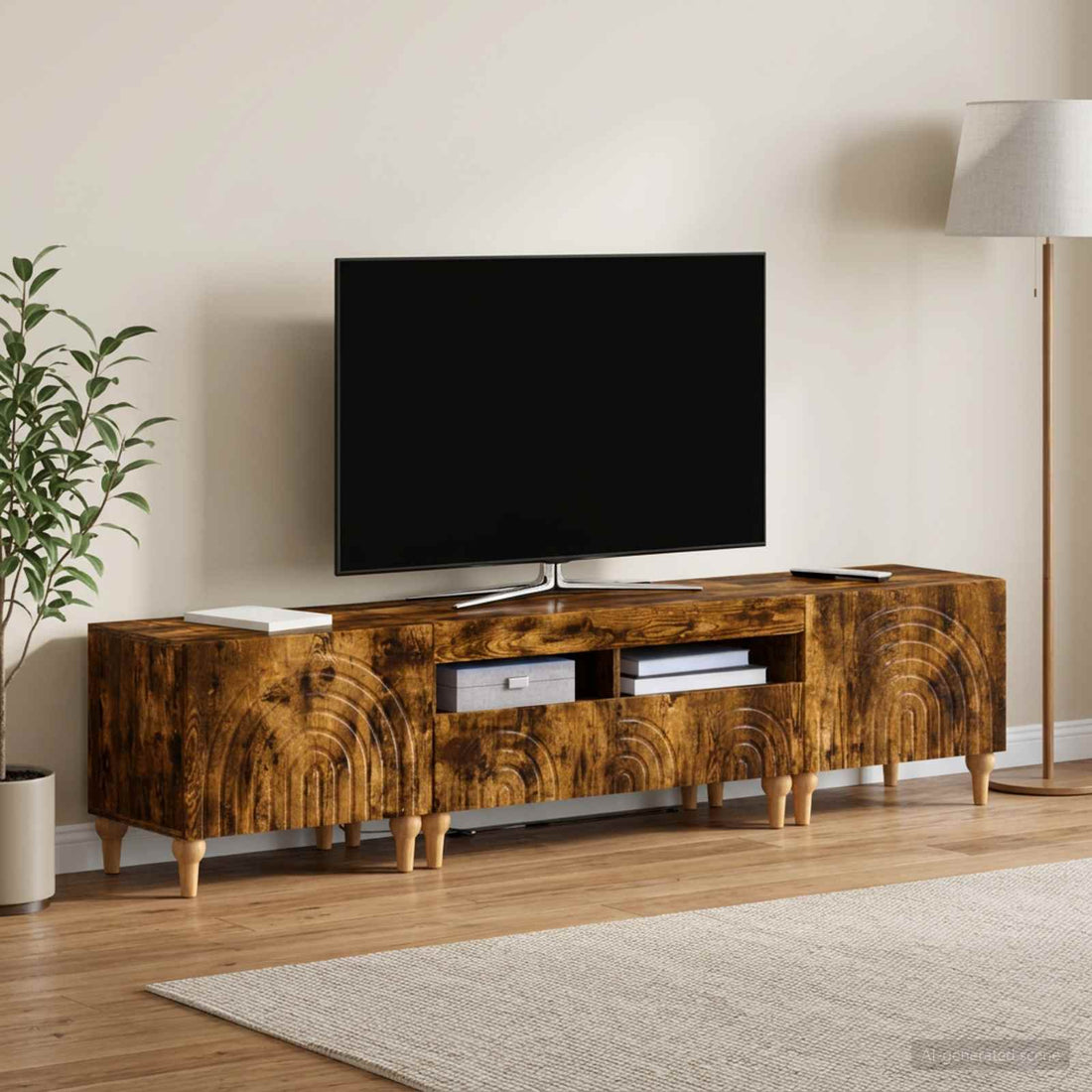 vidaXL Conjunto de 3 Muebles para TV con LED Roble Ahumado