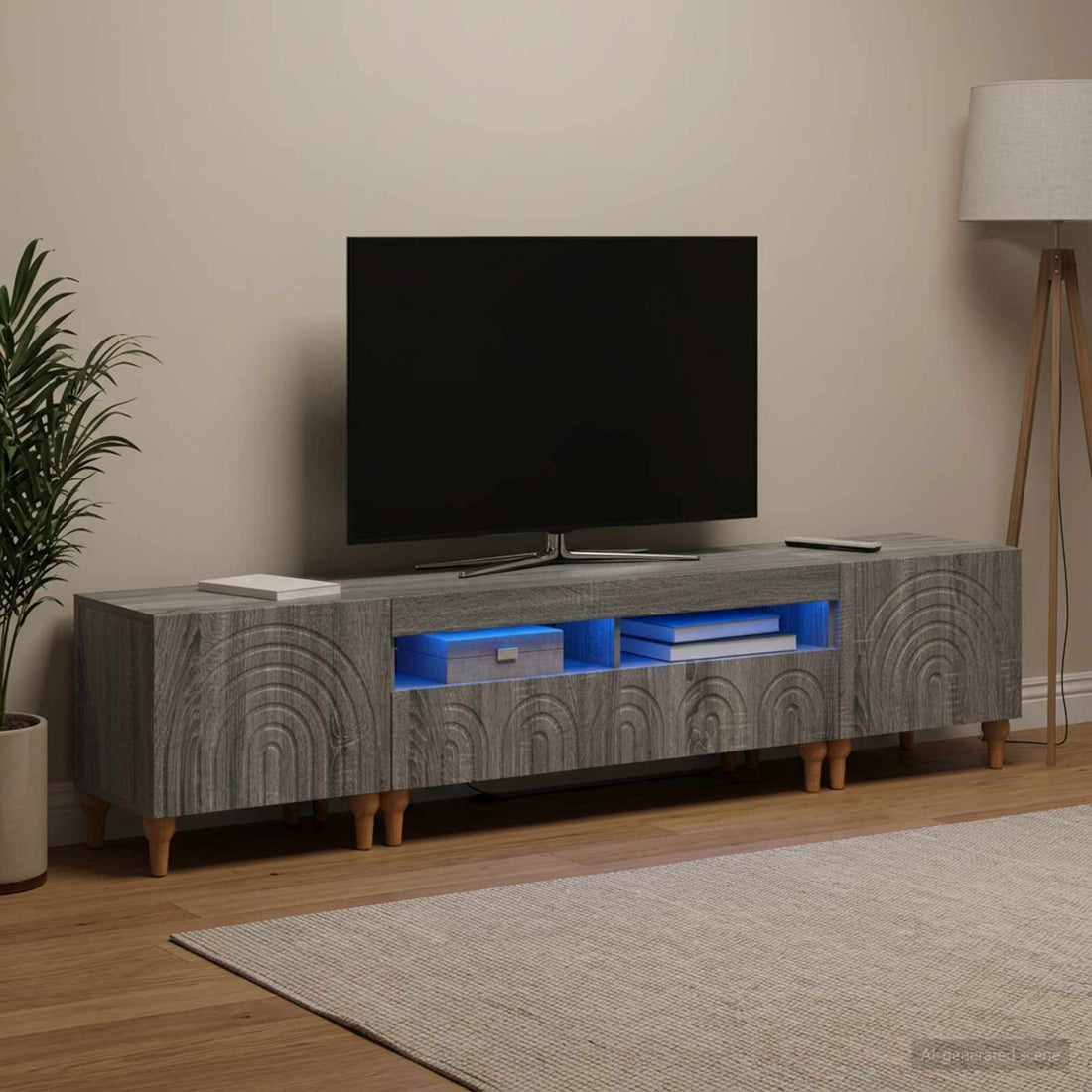 vidaXL Conjunto de 3 Muebles para TV con LED Sonoma gris