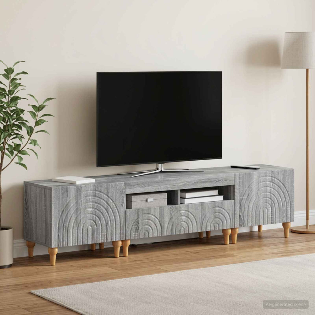 vidaXL Conjunto de 3 Muebles para TV con LED Sonoma gris