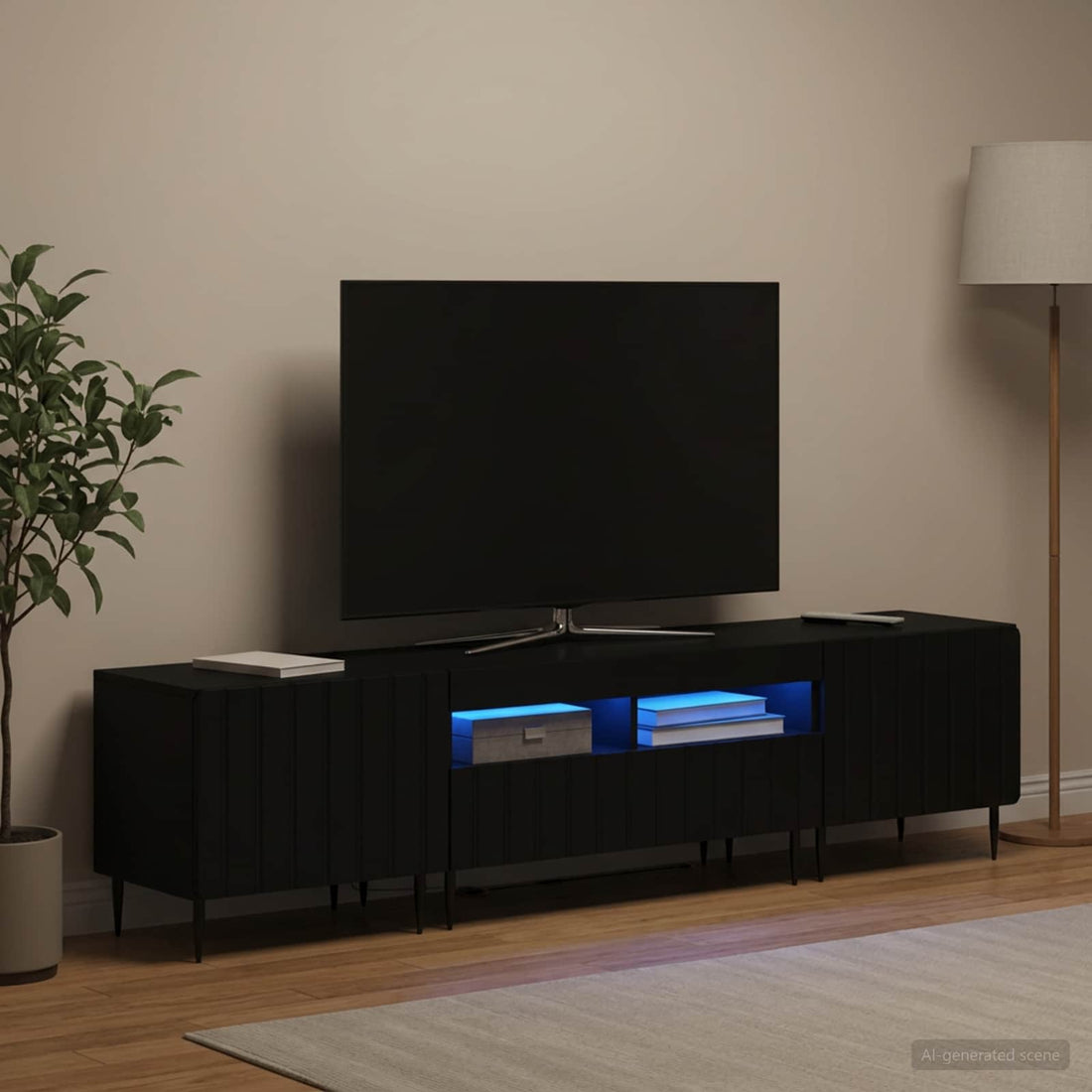 vidaXL Cabinet de TV LED de 5 piezas Negro Madera de ingeniería