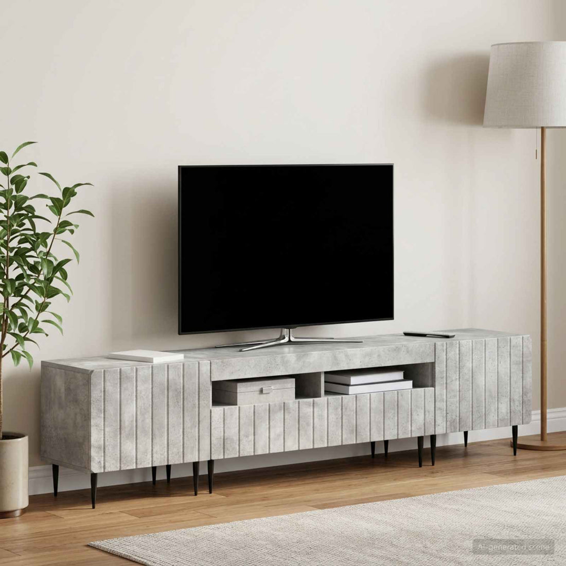 vidaXL Cabinet de TV LED de 5 piezas Gris Hormigón
