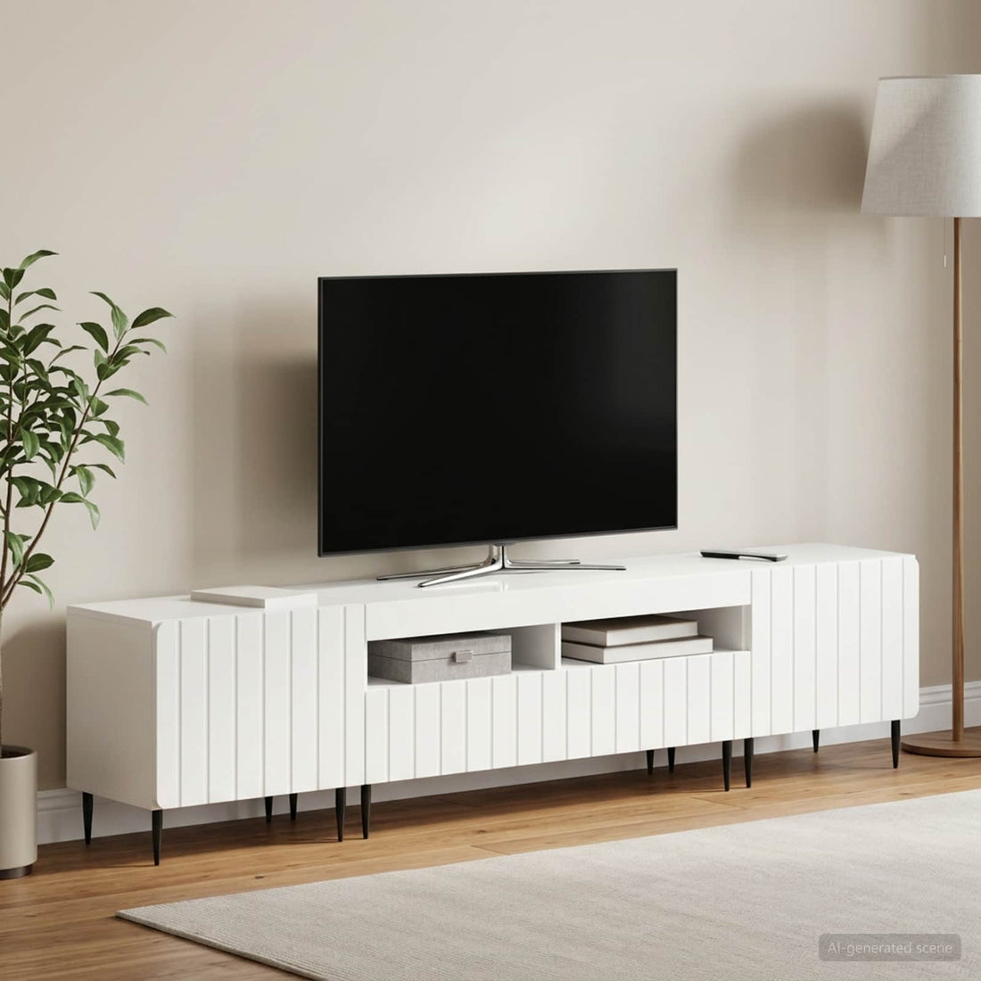 vidaXL Cabinet de TV LED de 5 piezas Blanco Brillante