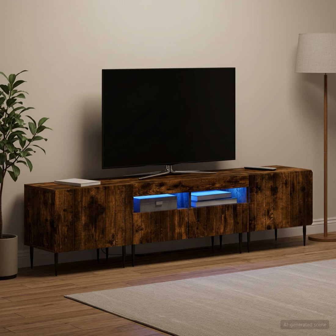 vidaXL Cabinet de TV LED de 5 piezas Roble Ahumado