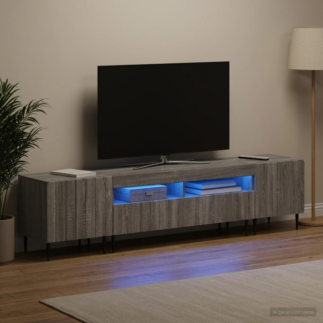 vidaXL Cabinet de TV LED de 5 piezas Sonoma gris Madera de ingeniería