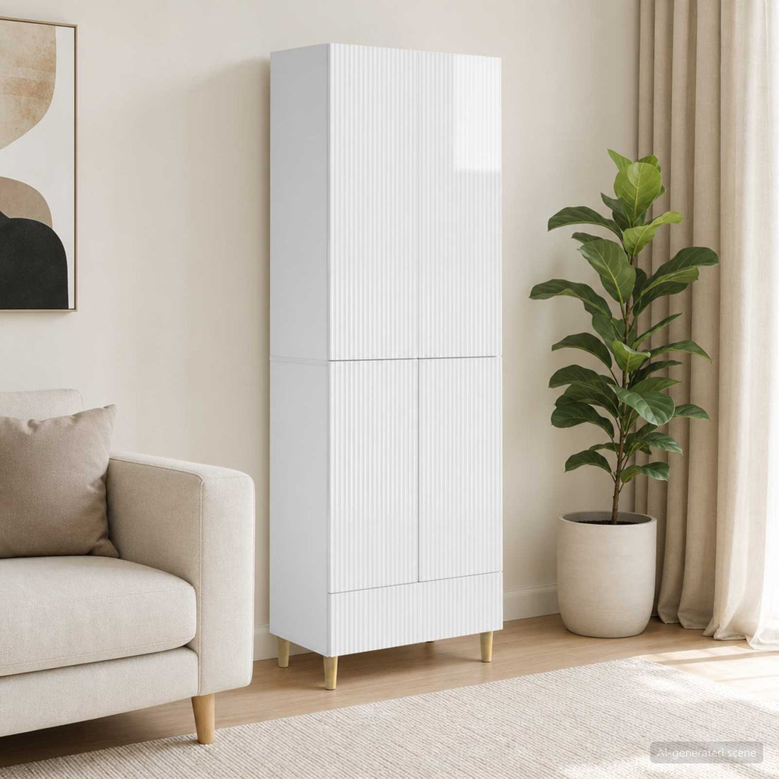 vidaXL Juego de armarios 2 uds. Blanco Brillante Madera de ingeniería