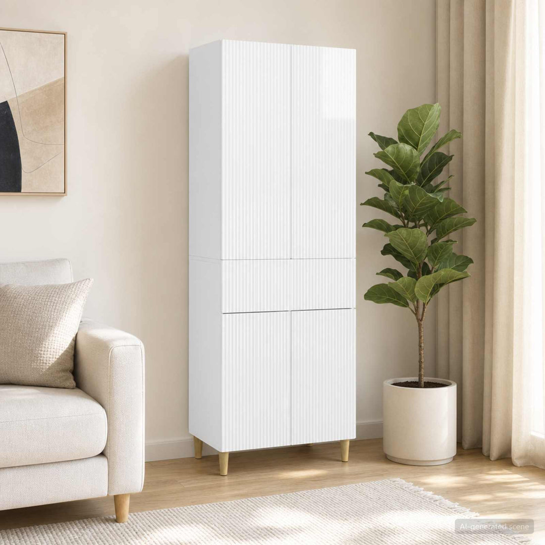 vidaXL Juego de armarios 2 uds. Blanco Brillante Madera de ingeniería