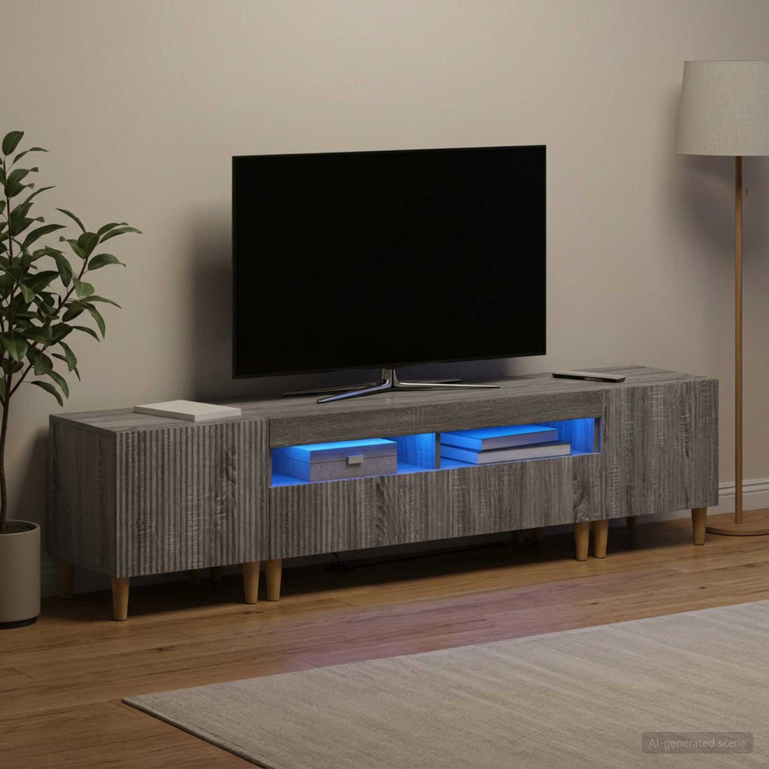 vidaXL Conjunto de 3 Muebles para TV con LED ARNHEM 3 uds. Sonoma gris