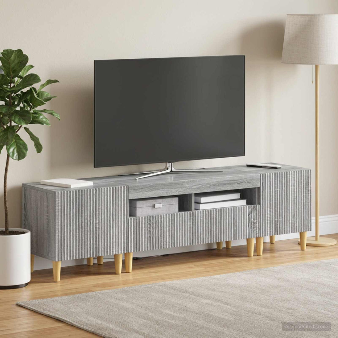 vidaXL Conjunto de 3 Muebles para TV con LED ARNHEM 3 uds. Sonoma gris