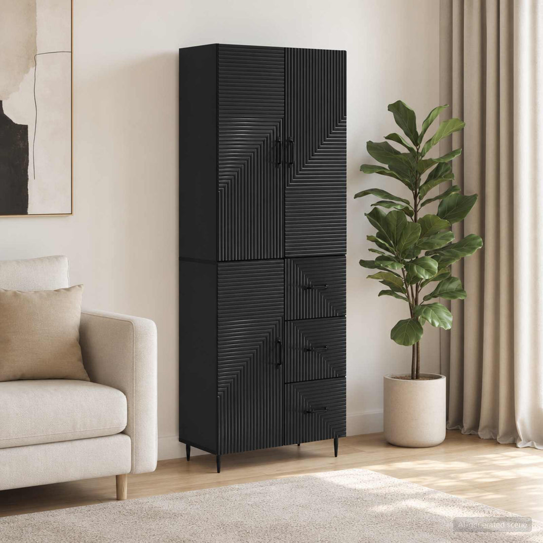 vidaXL Juego de armarios 2 uds. Negro Madera de ingeniería