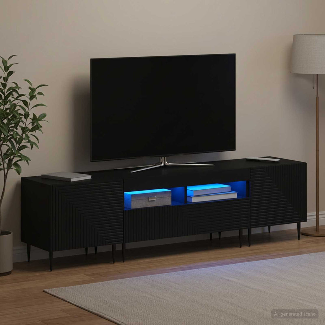vidaXL Conjunto de 3 Muebles para TV con LED Negro