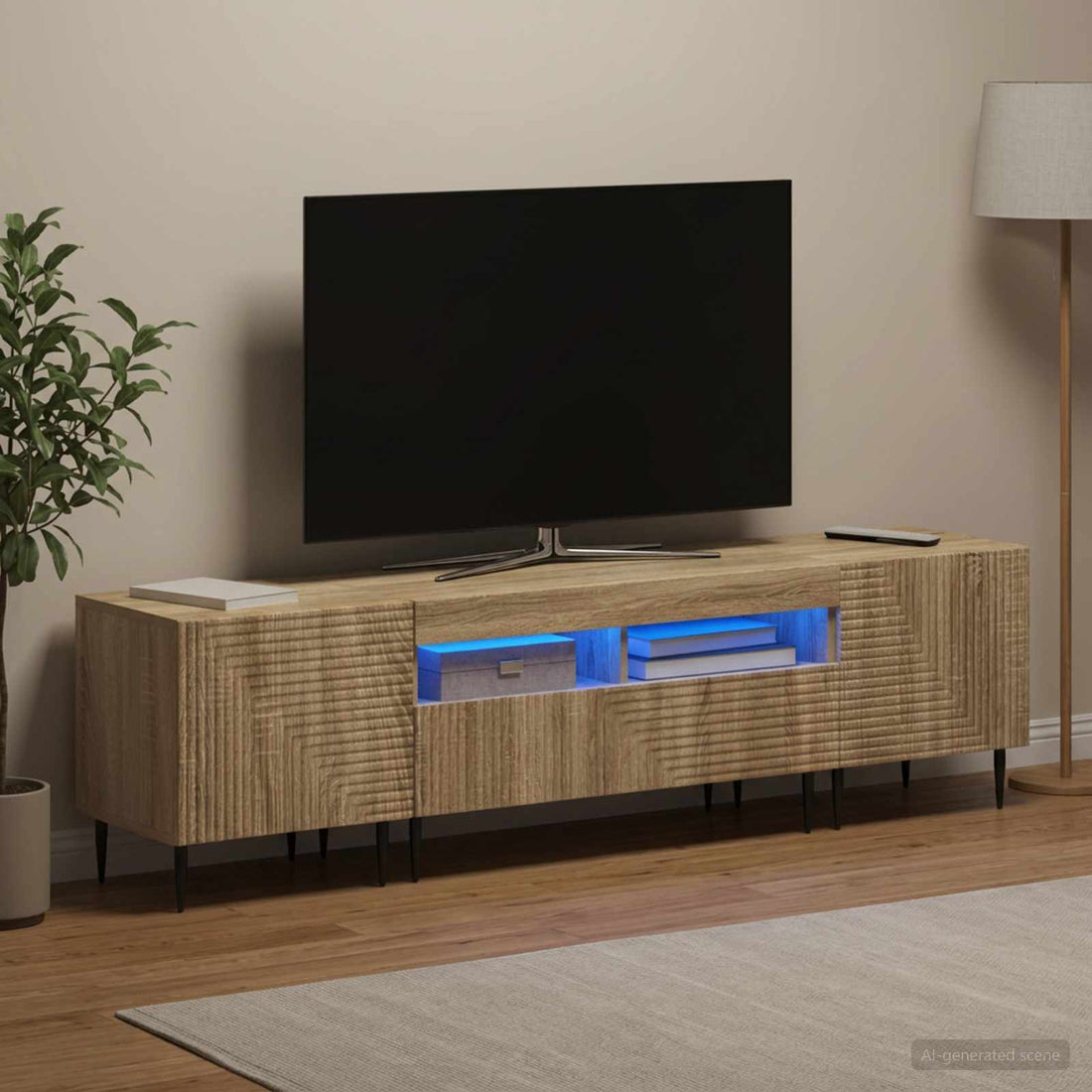 vidaXL Conjunto de 3 Muebles para TV con LED Roble Sonoma
