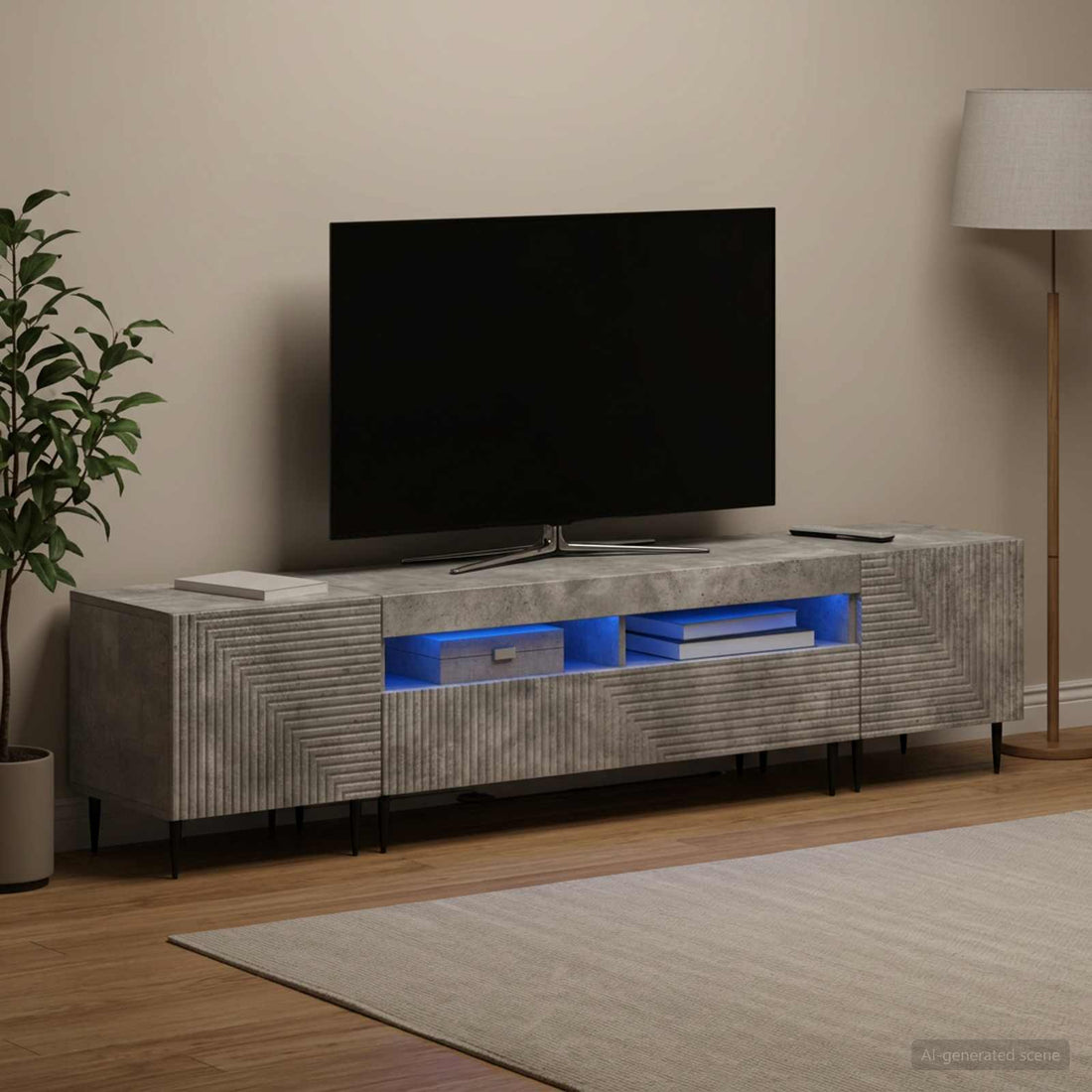 vidaXL Conjunto de 3 Muebles para TV con LED Gris Hormigón