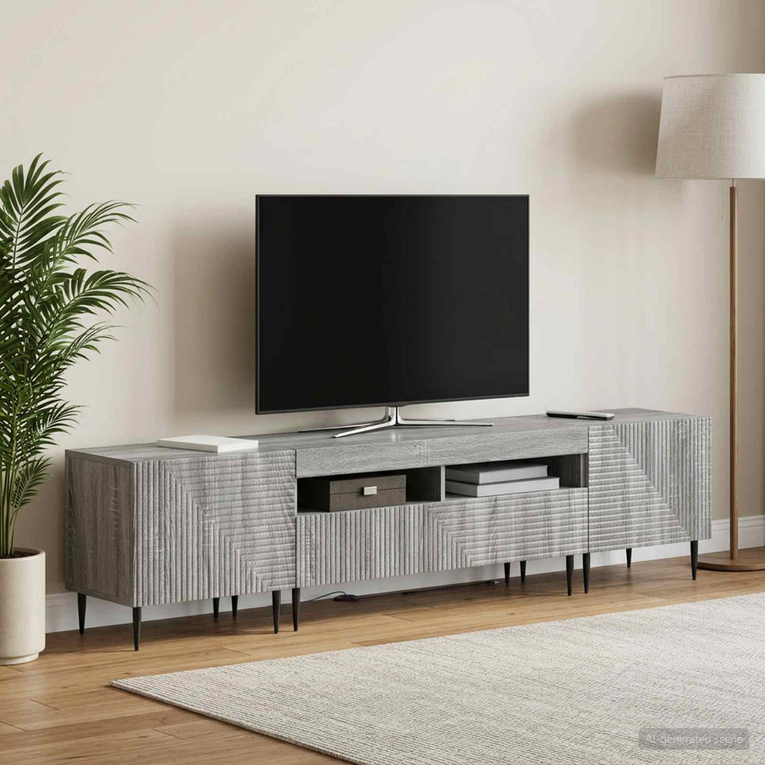 vidaXL Conjunto de 3 Muebles para TV con LED Sonoma gris